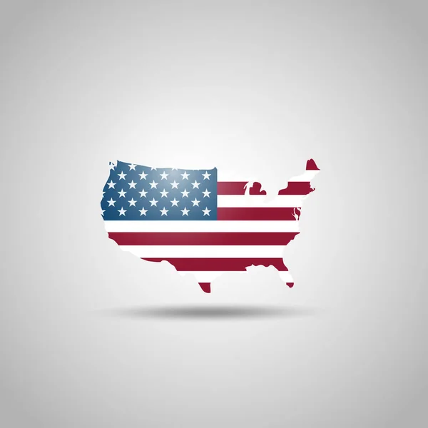 Estados Unidos América Mapa Con Bandera Americana — Vector de stock