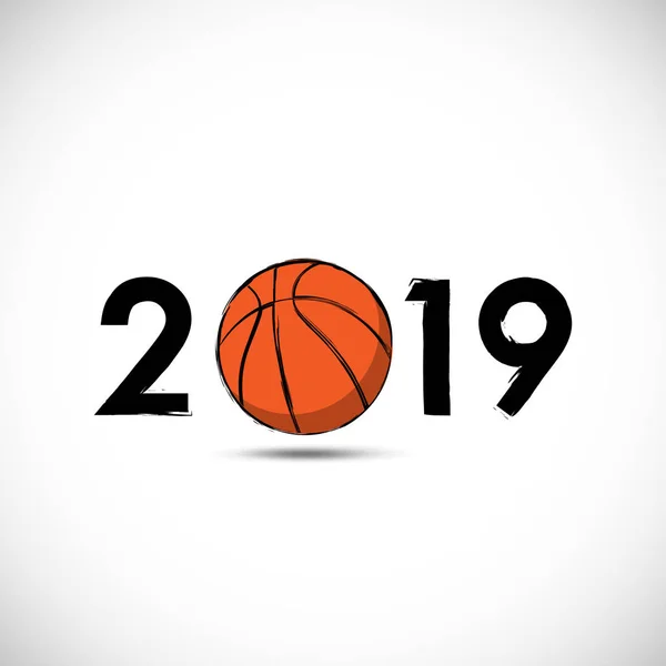 Tournoi Basket 2019 Avec Ballon Basket Abstrait — Image vectorielle