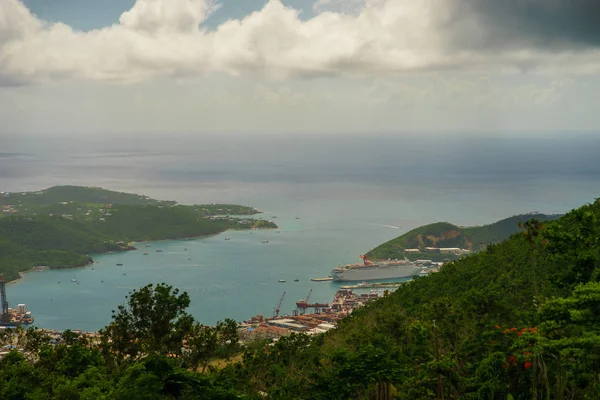 stock image cruise ship in the port of St Thomas, US Virgin Islands