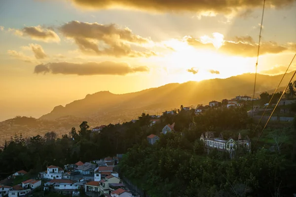 Vista Aérea Funchal Capital Isla Madeira Hermosa Ciudad Situada Las — Foto de Stock