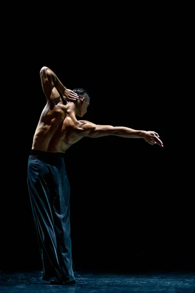 Feminino dançarina de salão muscular fazendo pose isolada no preto — Fotografia de Stock