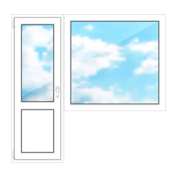 Ізольовані Двері Вікно Білому Тлі — стоковий вектор