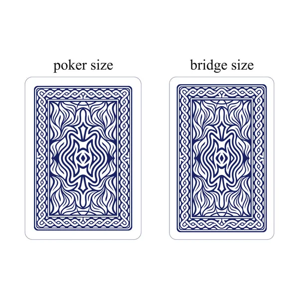 Backside Playing Cards Poker Size Cards Bridge Size Dark Blue — Stock Vector