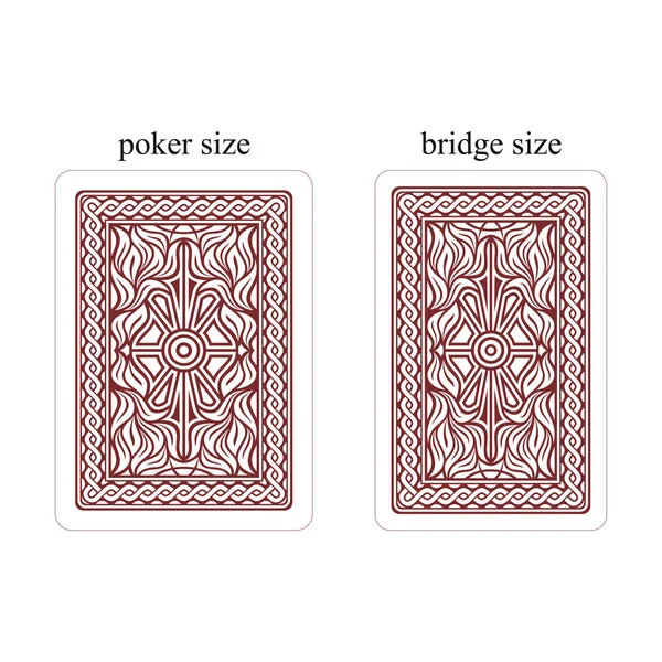 扑克牌的背面 扑克大小的卡和桥大小 深红色 — 图库矢量图片