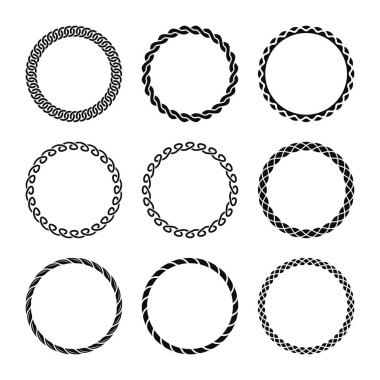 Yuvarlak kıvırcık çerçeveler. Beyaz Arkaplanda Farklı Çerçeveler. 