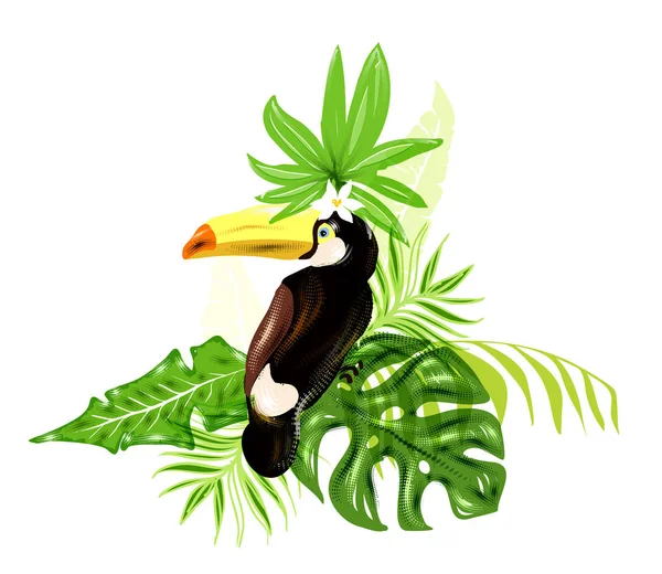 Acuarela Dibujada Mano Plantas Tropicales — Vector de stock