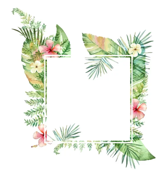 Ručně Tažené Akvarel Tropické Rostliny — Stockový vektor