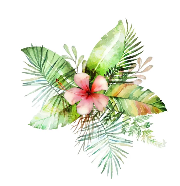 手描き水彩の熱帯植物 — ストックベクタ