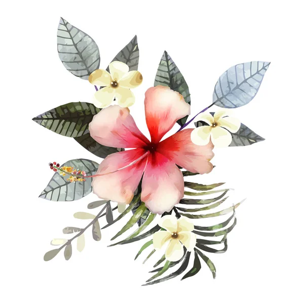 Aquarelle Dessinée Main Plantes Tropicales — Image vectorielle