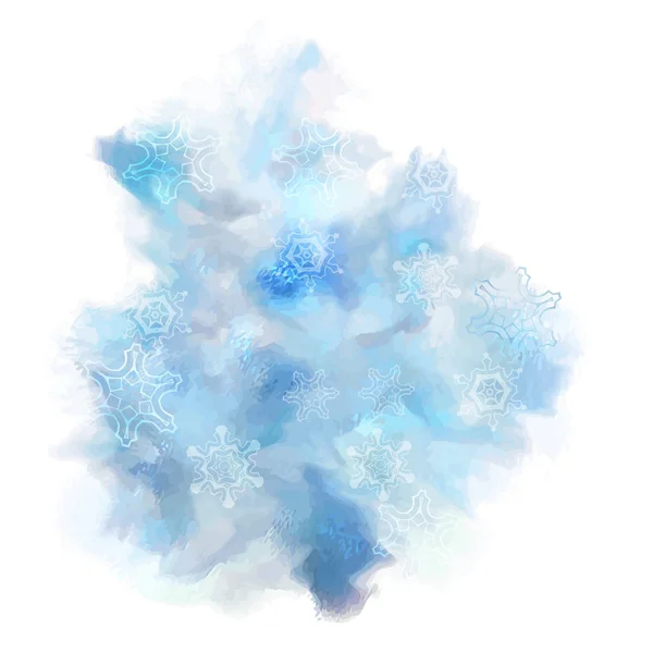 Zimní Modrá Akvarel Zázemí Vektor Šablona Vánoce Mráz — Stockový vektor