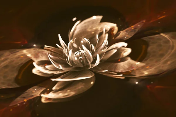 Beautiful beige flower on black background. Computer generated