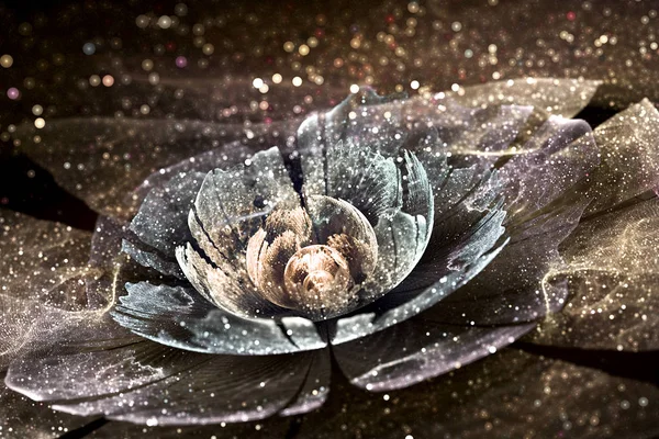 Piękny Beżowy Kwiat Czarnym Tle Wygenerowane Komputerowo — Zdjęcie stockowe