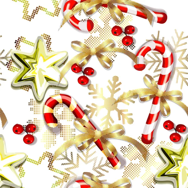 クリスマス要素のシームレスなパターン背景 — ストックベクタ