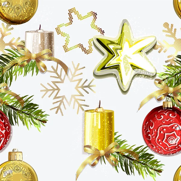 Kerstmis Elementen Naadloze Patroon Achtergrond — Stockvector