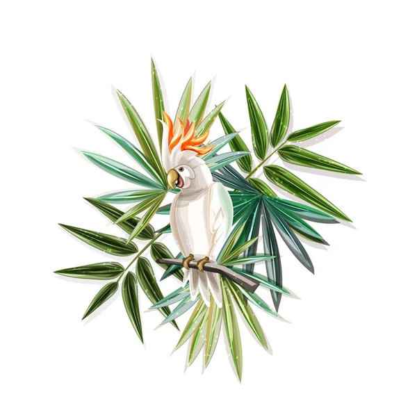 Plantas Ropicais Com Cacatua — Vetor de Stock