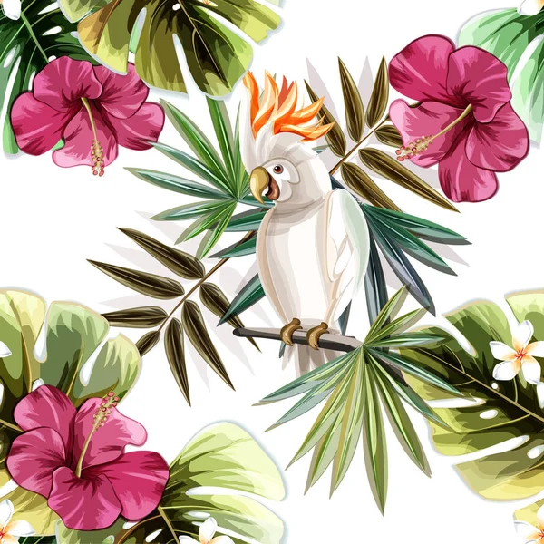 Ropical Växter Med Kakadua — Gratis stockfoto