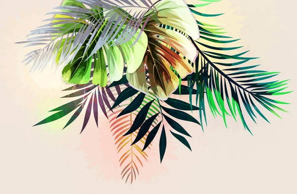 Patrón Abstracto Plantas Tropicales — Vector de stock