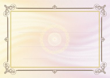 Sertifika. Şablon diploma para birimi kenarlığı. Ödül arka plan Hediye çeki. Tamamlama, garanti.
