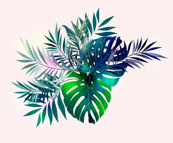 Abstract Tropical Plants Pattern — Stock Vector