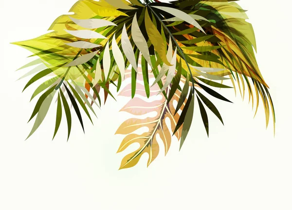 Abstract Tropical Plants Pattern Vector Illustration — Stock Vector