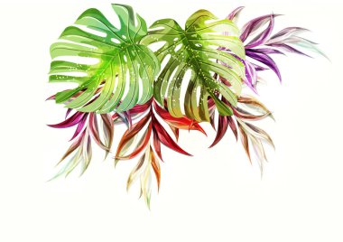 Soyut tropikal bitki deseni. Vektör illüstrasyonu.