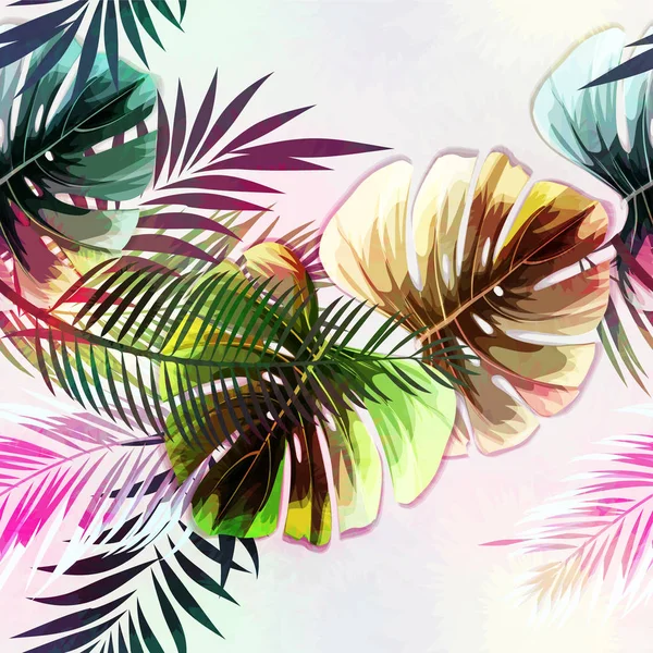 Abstrato Padrão Plantas Tropicais Ilustração Vetorial — Vetor de Stock