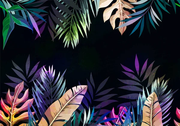 Abstract Tropical Plants Pattern Vector Illustration — Free Stock Photo