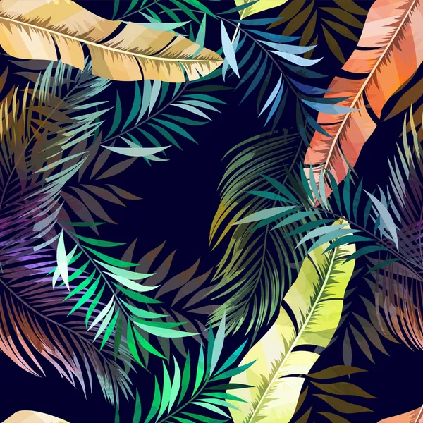 Abstract Tropical Plants Seamless Pattern Vector Illustration — Free Stock Photo