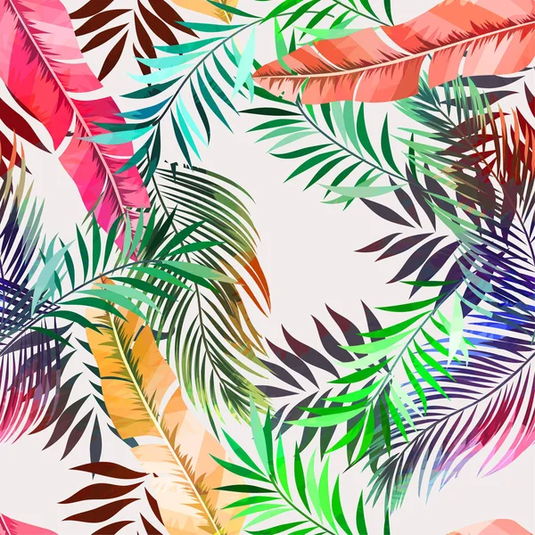 Abstract Tropical Plants Seamless Pattern Vector Illustration — Stock Vector