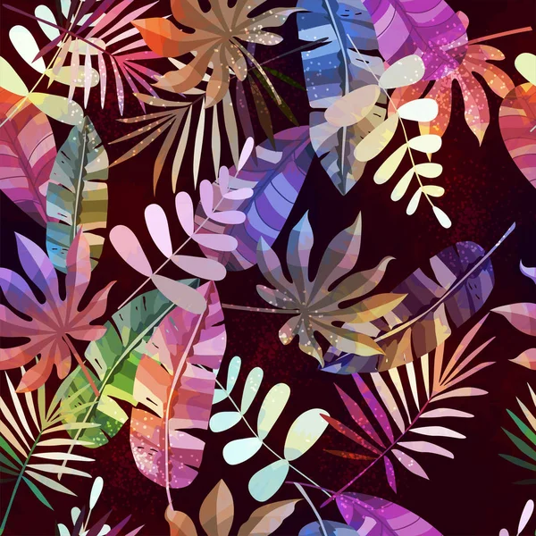 Abstrakte Tropische Pflanzen Nahtlose Muster Vektorillustration — Stockvektor