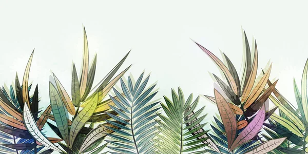 抽象的な葉を持つエキゾチックなパターン — ストックベクタ