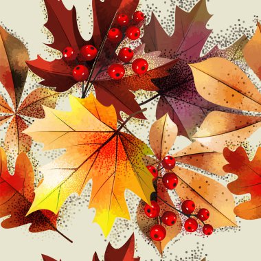 Dikişsiz vektör sonbahar yaprak düşmek için duvar kağıdı arka plan tasarım deseni.
