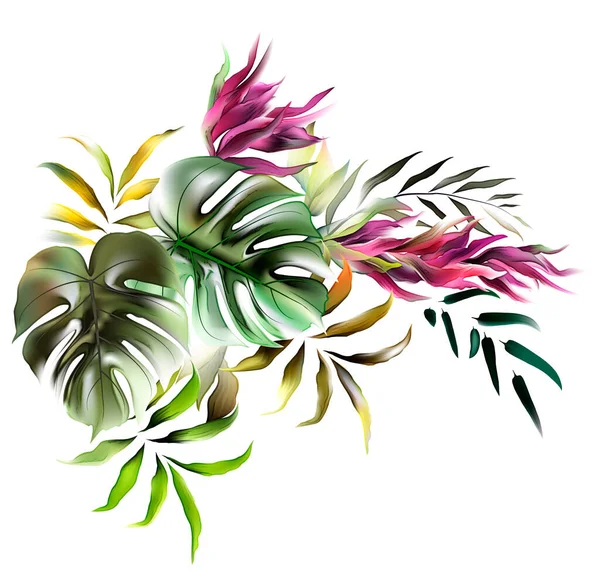 Abstraktní Vzor Tropických Rostlin Vektorová Ilustrace — Stockový vektor
