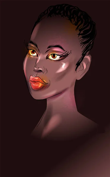 Portrait Visage Une Femme Afro Américaine — Image vectorielle