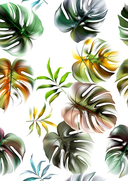 熱帯ヤシの葉 ジャングルの葉シームレスベクトルの花のパターンの背景 ベクターグラフィックス