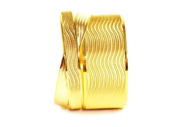 Golden Bracelets Isolated White Background — стоковое фото