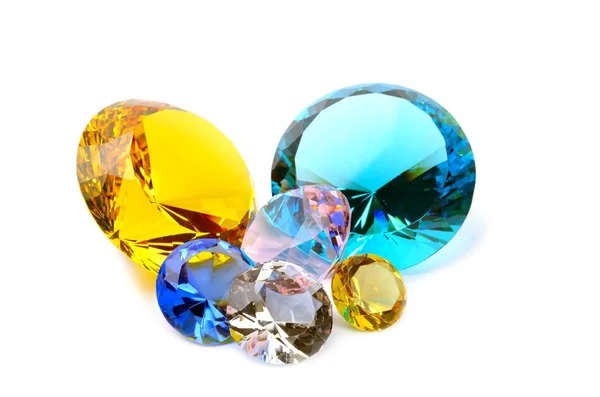 Colorful diamonds on white — Stock Photo, Image