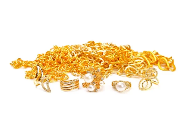 Banch of Golden jewelry — Stock Photo, Image