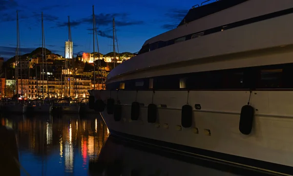 Der Yachthafen Und Das Schöne Stadtbild Mit Yachten Cannes Frankreich — Stockfoto