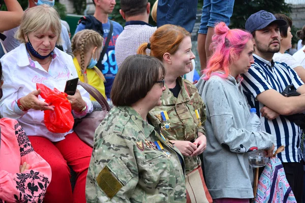 Kiev Ucrania Agosto 2020 Veteranos Guerra Ruso Ucraniana Militares Voluntarios —  Fotos de Stock