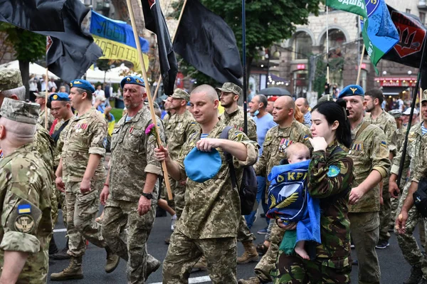 Киев Украина Августа 2020 Года Ветераны Российско Украинской Войны Военные — стоковое фото