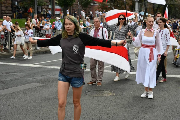 Kyiv Ukrayna Ağustos 2020 Beyaz Rusya Muhalefeti Seçim Hilelerine Karşı — Stok fotoğraf