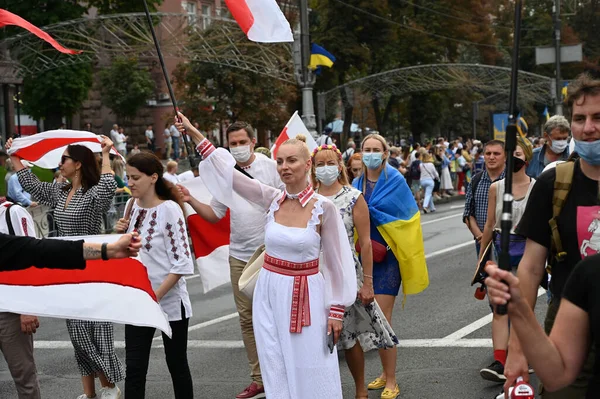 Киев Украина Августа 2020 Года Группа Активистов Время Марша Защитников — стоковое фото
