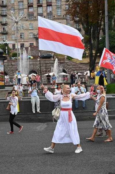 Kyiv Ukrayna Ağustos 2020 Beyaz Rusya Muhalefeti Seçim Hilelerine Karşı — Stok fotoğraf