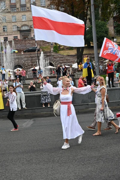 Kyiv Ukrayna Ağustos 2020 Beyaz Rusya Muhalefeti Seçim Hilelerine Karşı — Stok fotoğraf