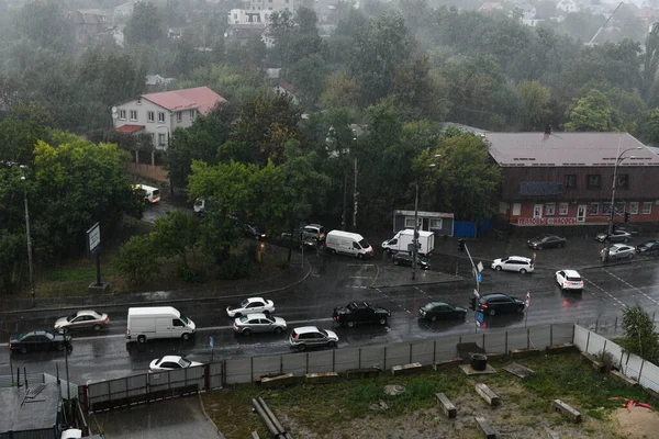 Kiew Ukraine September 2020 Heftiger Regen Und Hagel Holosiivskyi Distrikt — Stockfoto