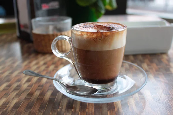 Bevanda Calda Cappuccino Con Latte Caffè Fotografia Stock