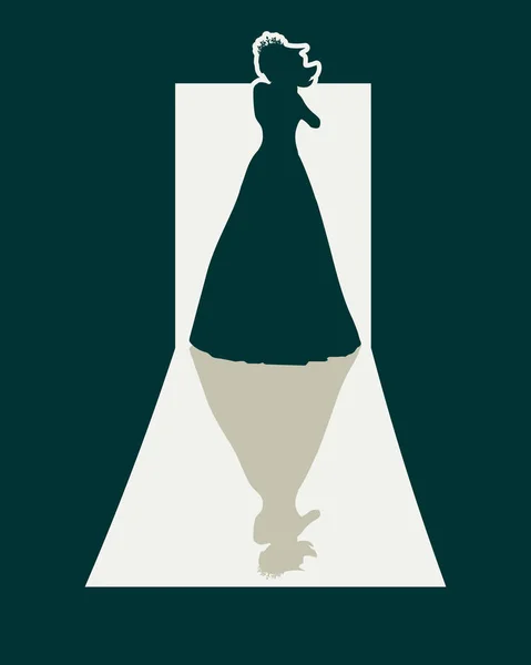 Silueta de mujer en vestido — Vector de stock