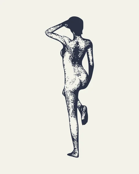 Jeune femme nue croquis — Image vectorielle