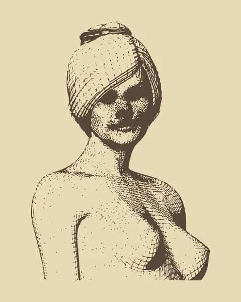 Bosquejo de mujer joven desnuda — Archivo Imágenes Vectoriales